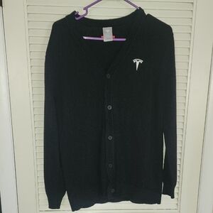 🔥 Tesla Men’s Black Knit Cardigan Sweater – Size M